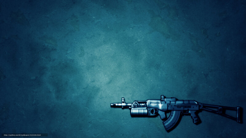 AK-47 rifle on blue background