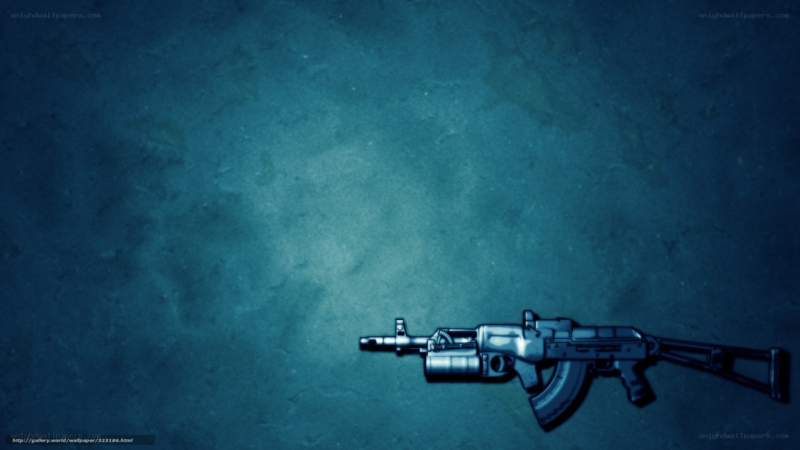 AK-47 rifle on blue background