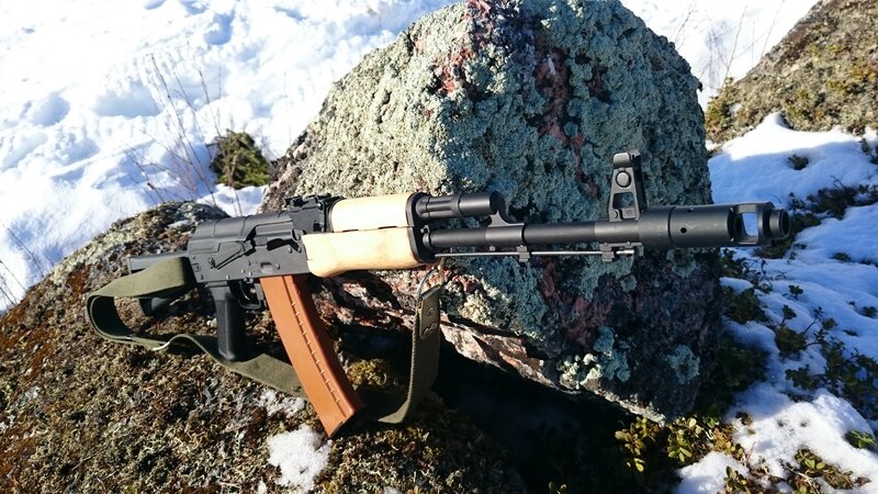 Ak-47 Rifle on Rock — Black