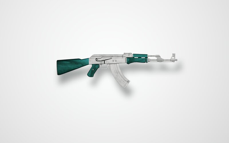 AK-47 Rifle — White, Neutral, 3d Render