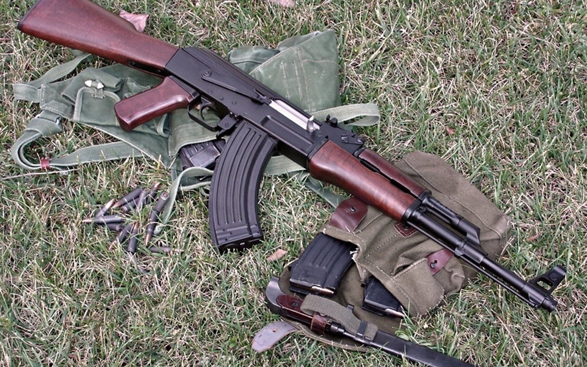 AK-47 rifle with magazines