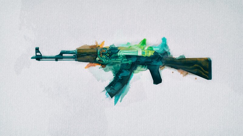 AK-47 Rifle with Watercolor