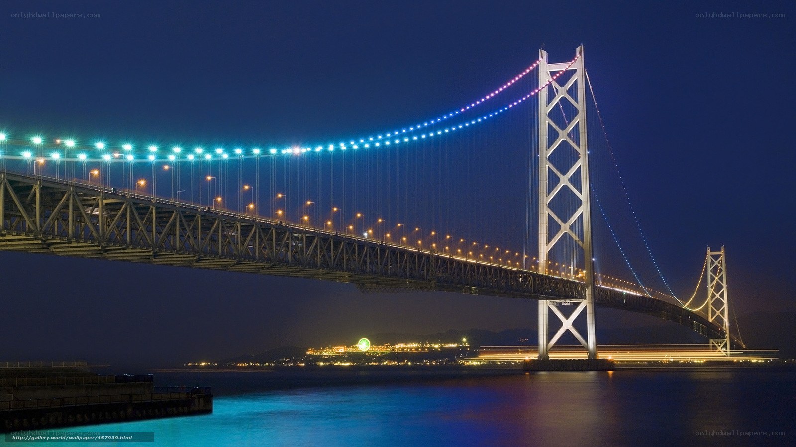 Akashi Kaikyo Bridge at night