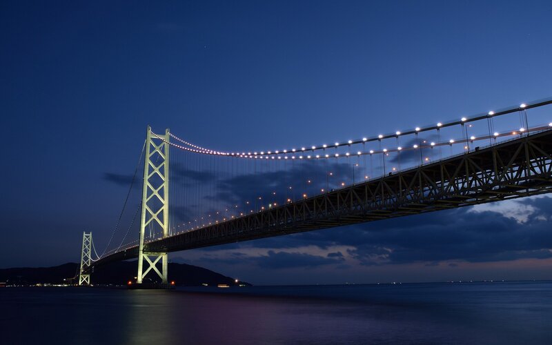 Akashi Kaikyo Bridge — Blue, Serene
