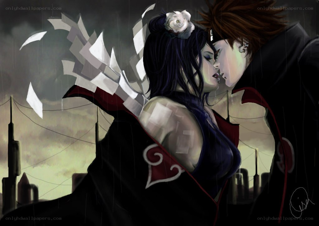 Akatsuki couple in rain