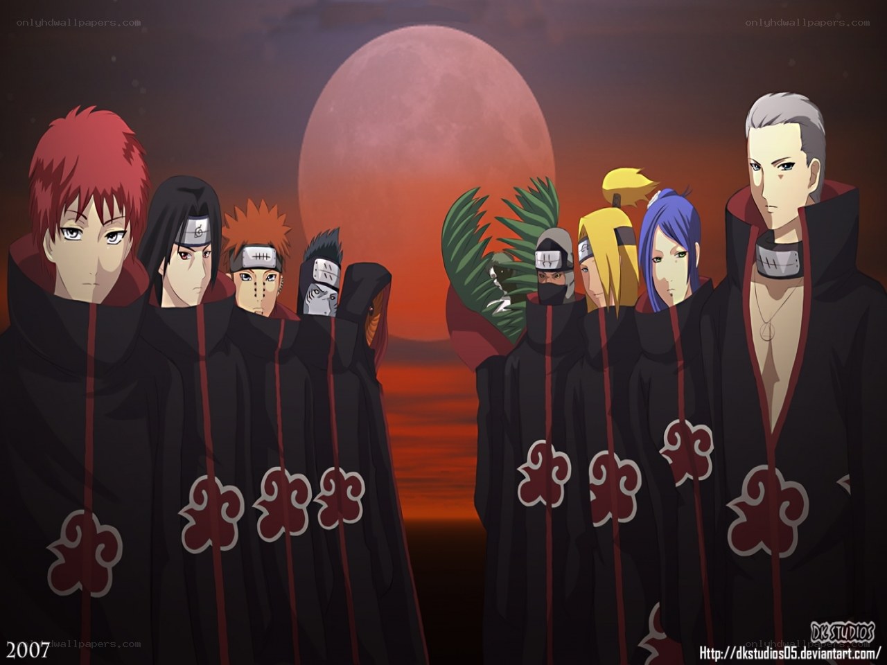 Akatsuki members at sunset