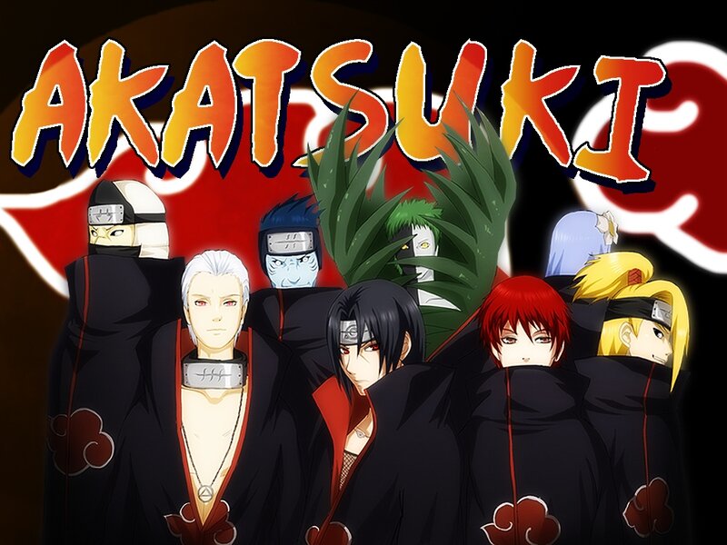 Akatsuki Members — Black, Dramatic, Anime, Cloaks, Cloud Symbols