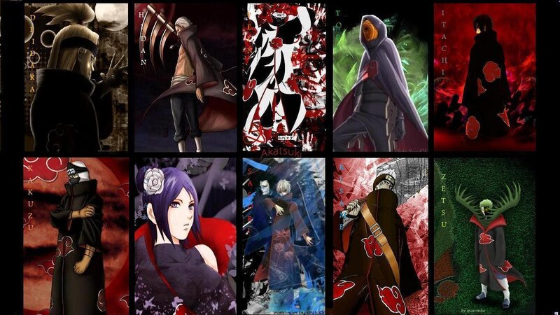 Akatsuki Members — Black, Dramatic, Anime, Cloaks, Swords