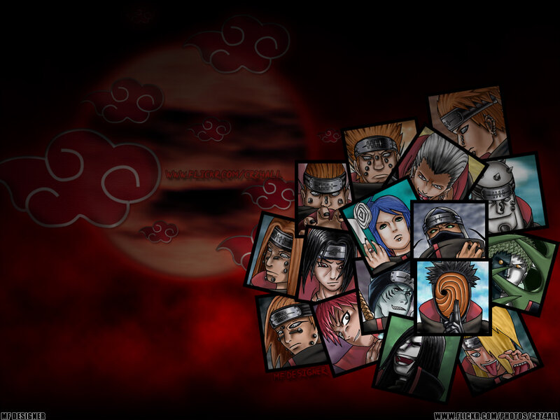 Akatsuki Members Collage — Red, Dramatic, Night