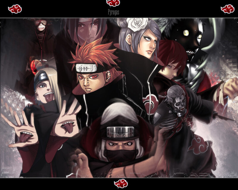 Akatsuki Members Group — Black, Dramatic, Digital Art