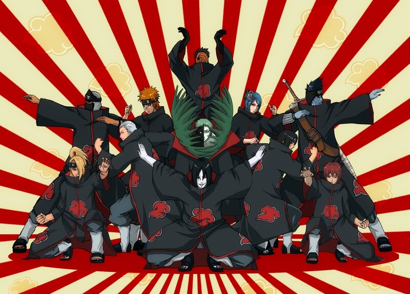 Akatsuki Members Group — Red, Dramatic, Anime, Anime Characters, Cloaks