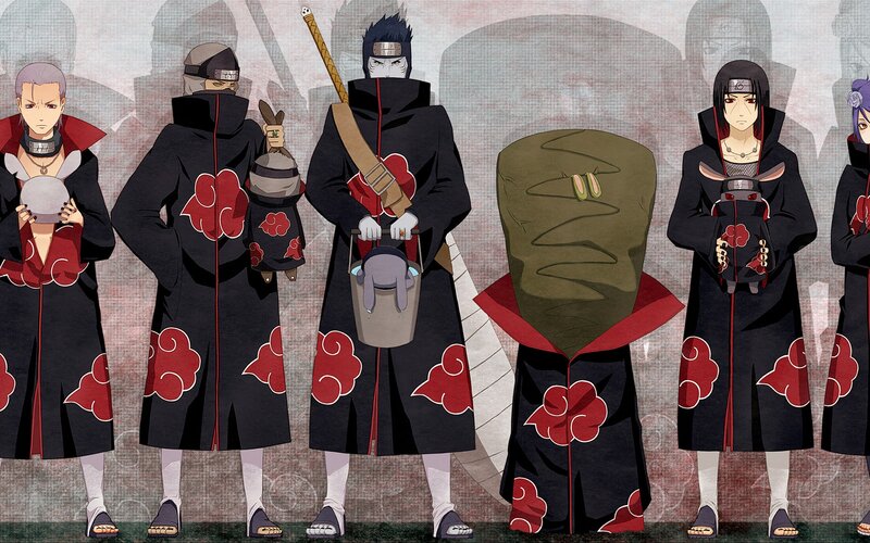 Akatsuki Members Standing — Black, Dramatic, Anime