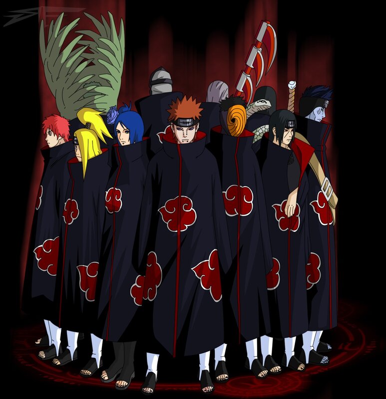 Akatsuki Members Standing — Black, Dramatic