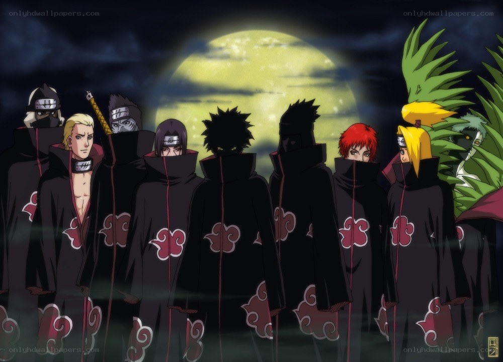 Akatsuki members under moonlight