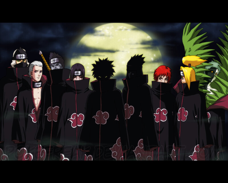 Akatsuki members under moonlight