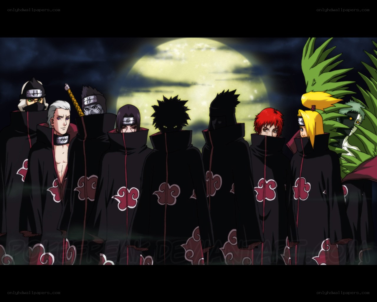 Akatsuki members under moonlight