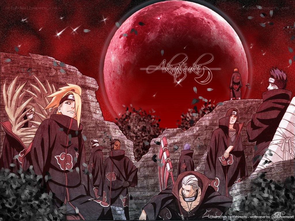 Akatsuki members under red moon
