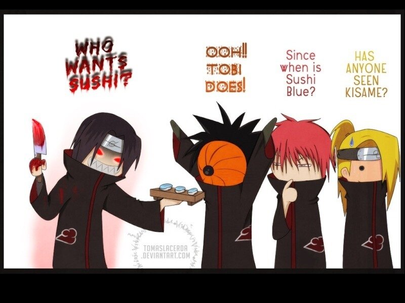 Akatsuki Members with Sushi
