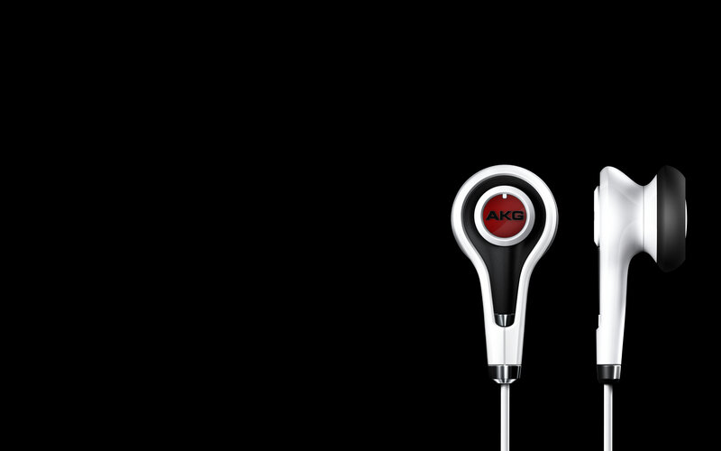 AKG earbuds on black