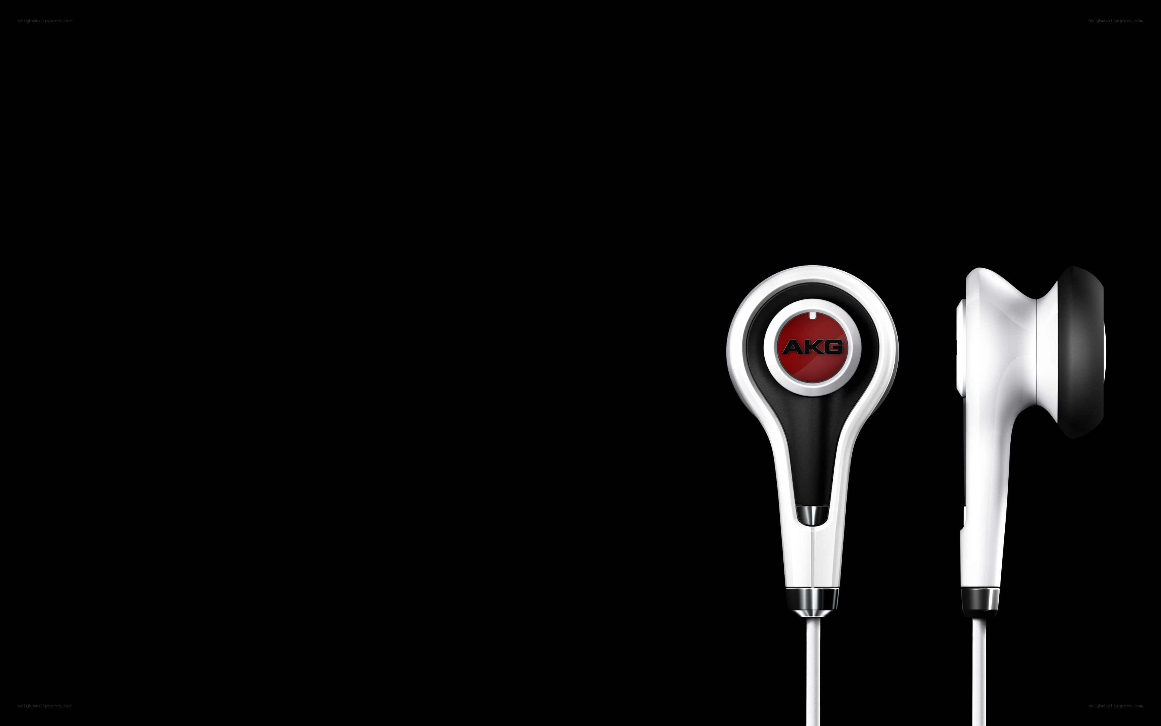 AKG earbuds on black