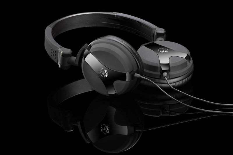 AKG headphones on black surface
