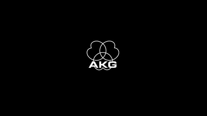 AKG logo on black background