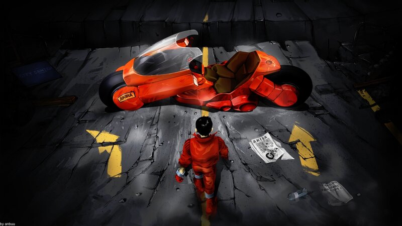 Akira motorcycle in a dark alley