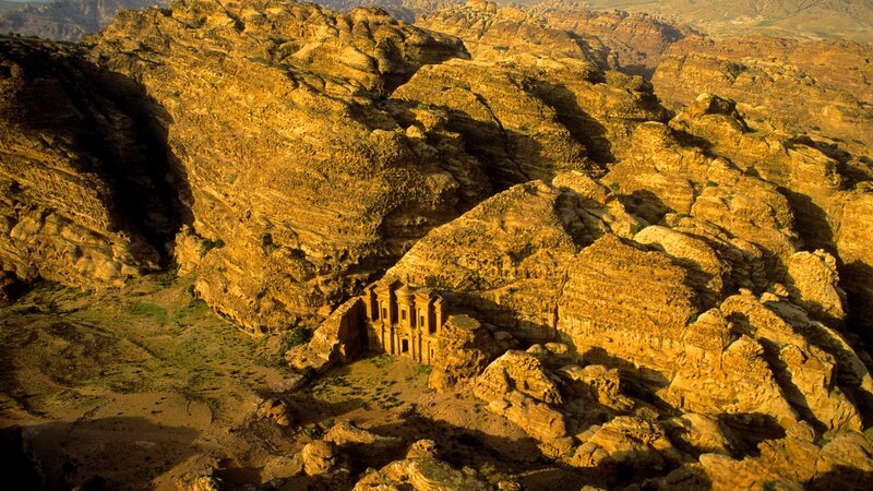 Al-Khazneh in Petra — Brown, Dramatic, Sunset