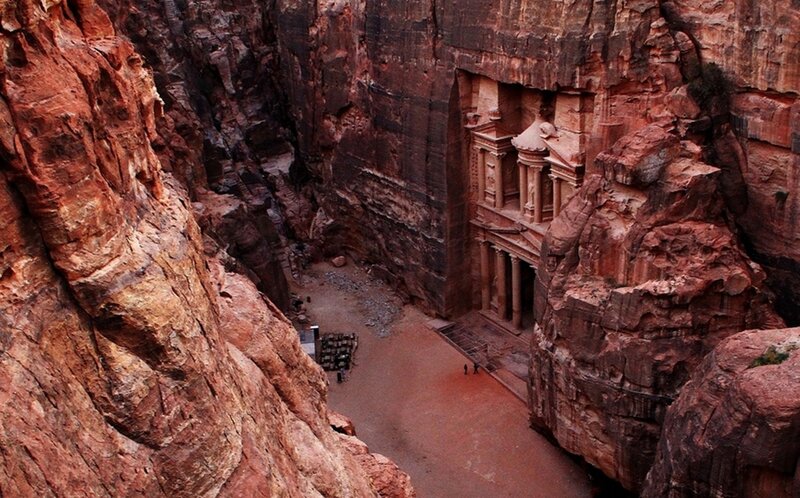 Al-Khazneh in Petra — Red, Dramatic, Sunset