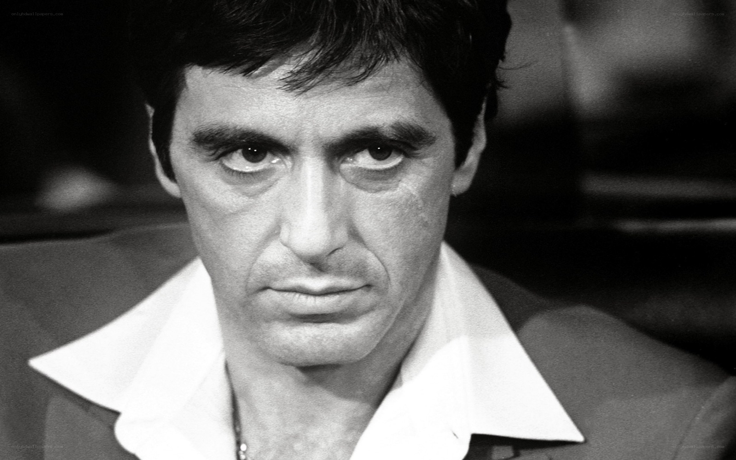 Al Pacino in a black and white portrait