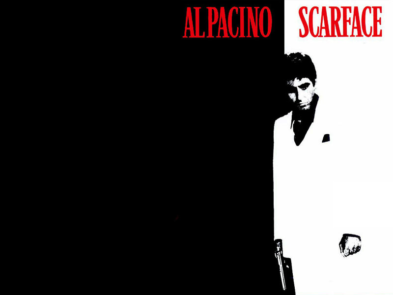 Al Pacino in Scarface — Black, Dramatic, Illustration, Gun