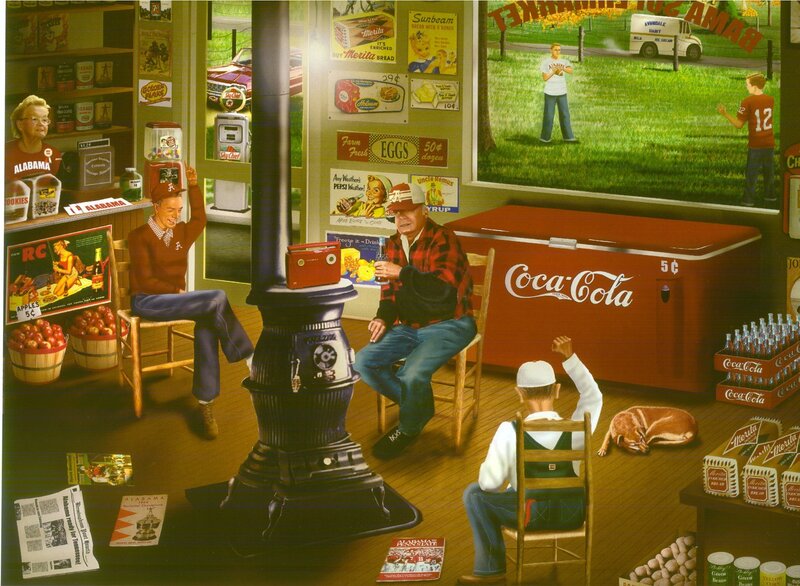Alabama fans in a general store