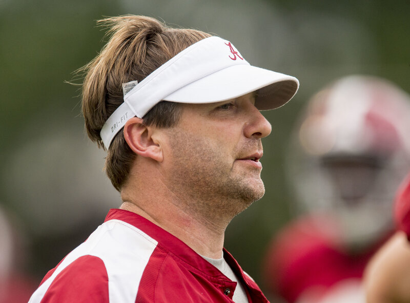 Alabama football coach at practice