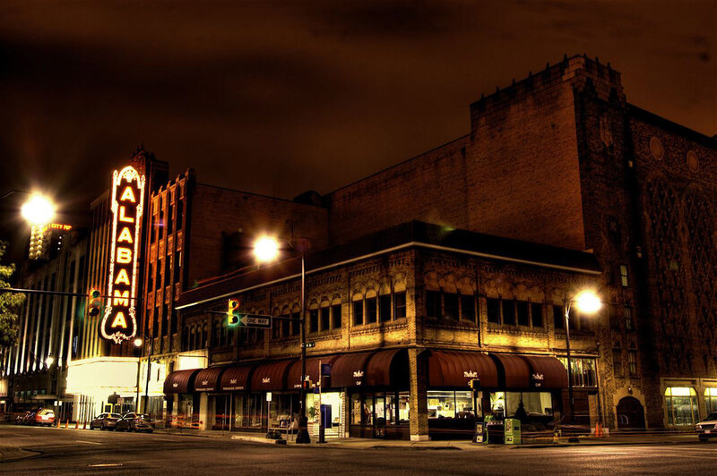 Alabama Theater at night