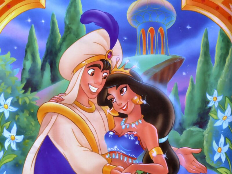 Aladdin and Jasmine — Blue, Romantic, Night