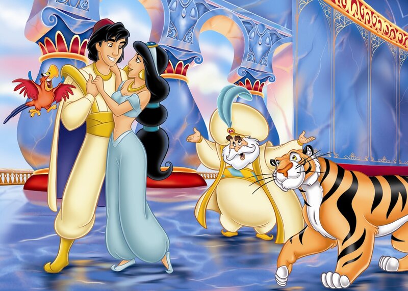 Aladdin and Jasmine Dancing — Blue, Joyful