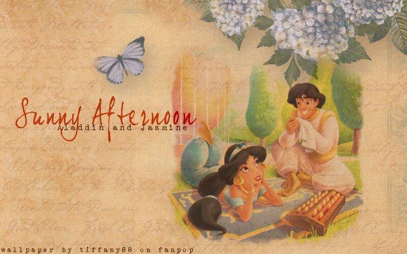 Aladdin and Jasmine in Garden
