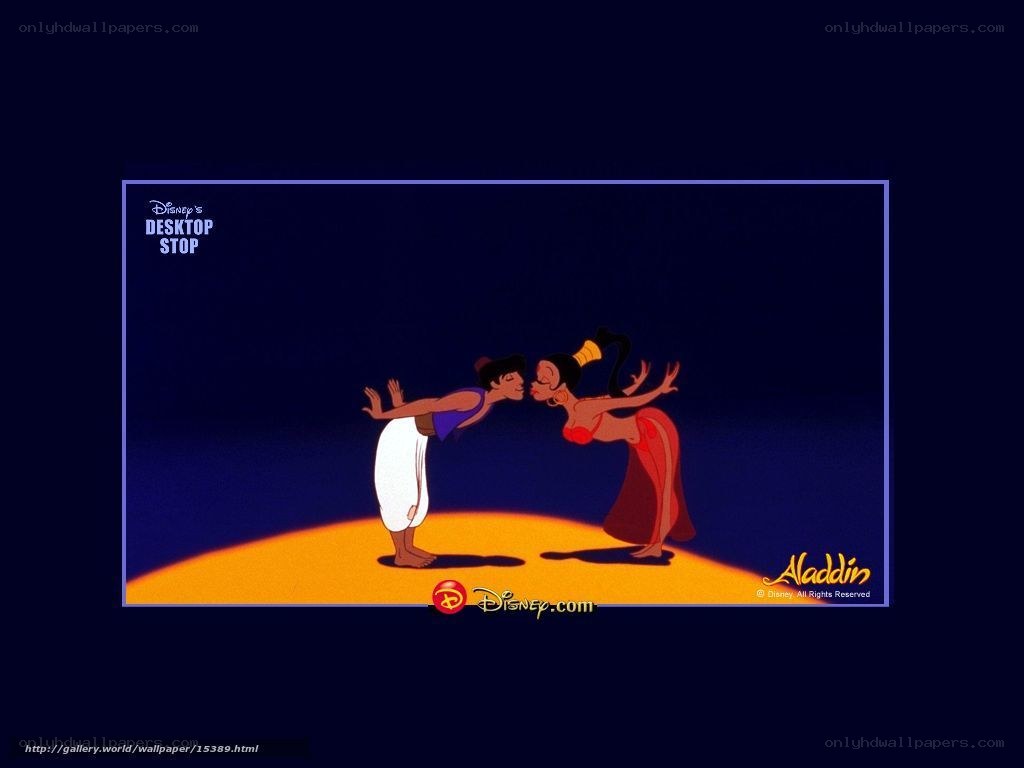 Aladdin and Jasmine kiss
