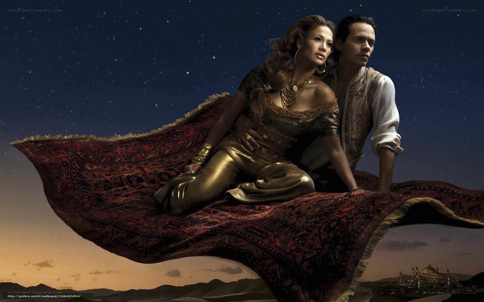 Aladdin and Jasmine on a magic carpet