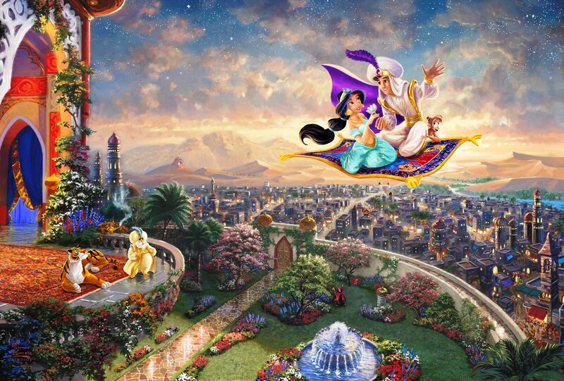 Aladdin and Jasmine on a Magic Carpet — Blue, Magical