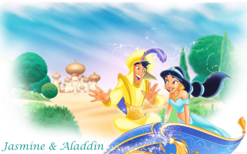 Aladdin and Jasmine on a Magic Carpet — Blue