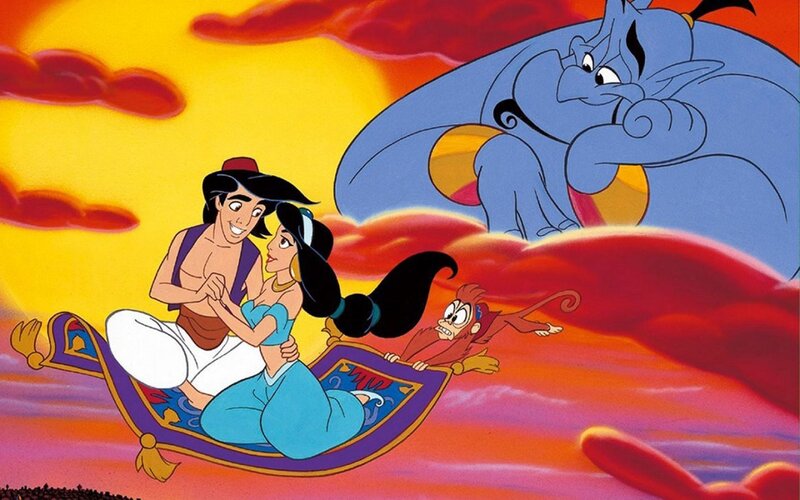 Aladdin and Jasmine on a Magic Carpet — Yellow