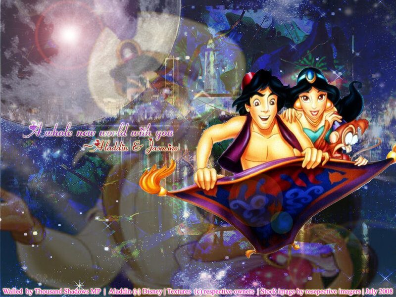 Aladdin and Jasmine on Magic Carpet — Blue