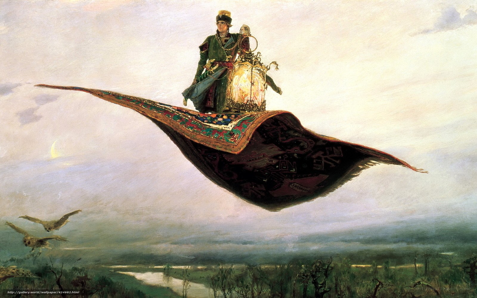 Aladdin on a magic carpet