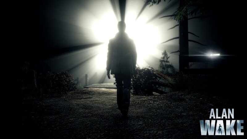 Alan Wake silhouette in forest