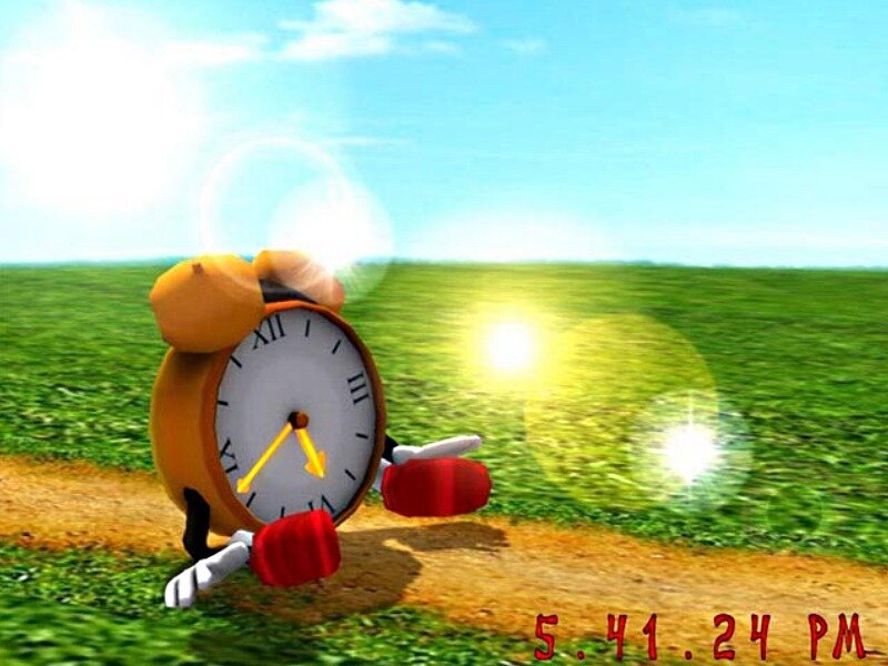 alarm clock character running