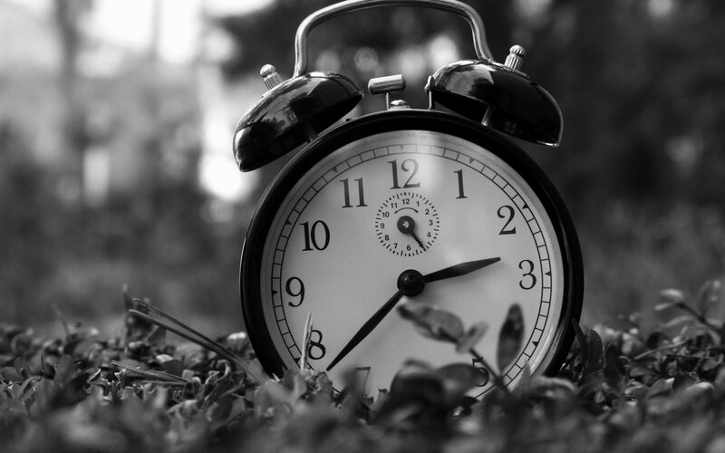 alarm clock in grass