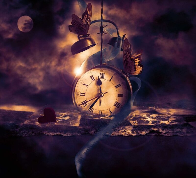 Alarm Clock with Butterflies — Purple