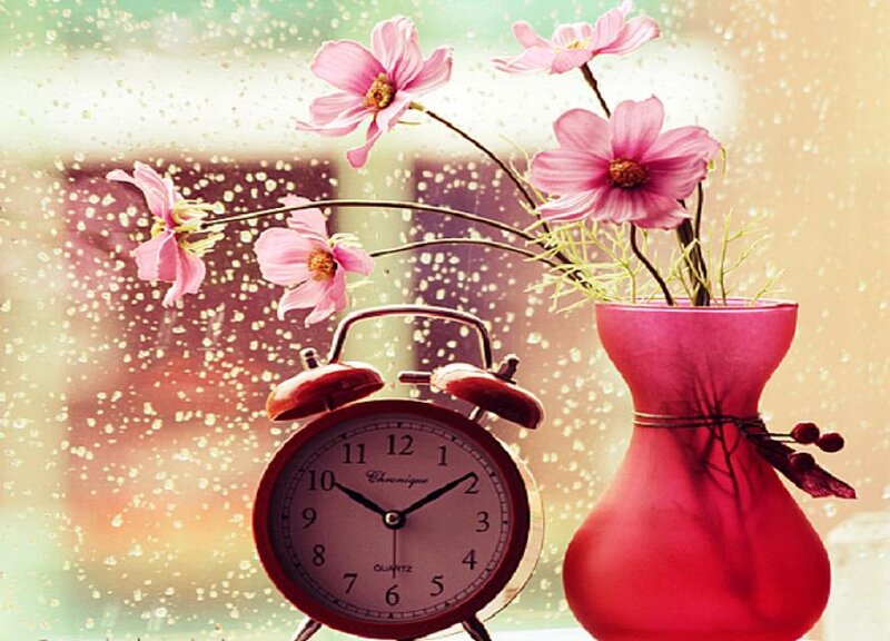 Alarm Clock with Flowers