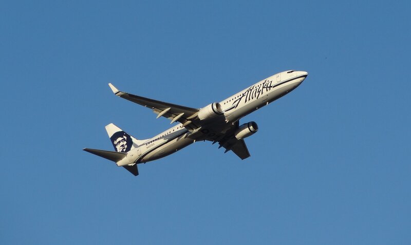 Alaska Airlines Plane — Blue, Serene, Afternoon